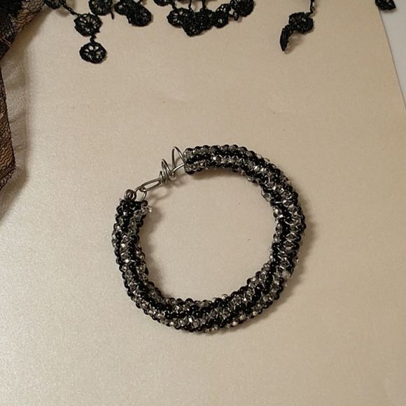 Hand Sewn Black and Silver Bracelet! - Picture 8 of 8